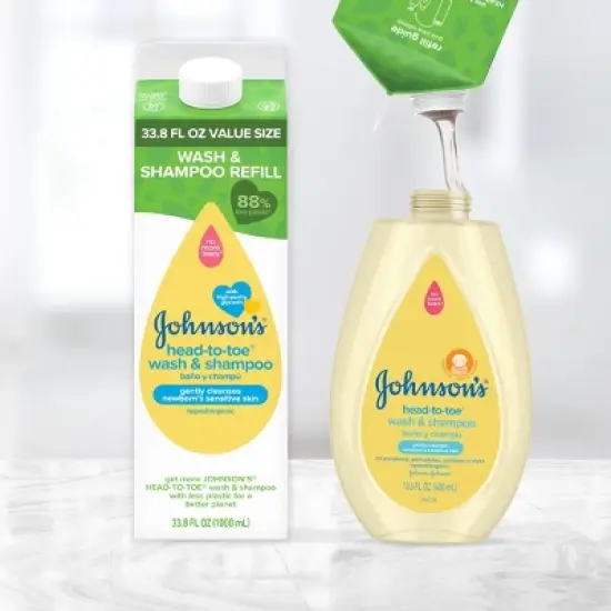 Johnson's Head-To-Toe Baby Bath Wash & Shampoo For Sensitive Skin - Refill Carton - 33.8 fl oz image {5}