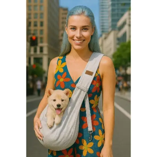 Parisian Pet - 'Gray Sling Carrier' for Dogs & Cats - Hands-Free Pet Transport Solution image {3}