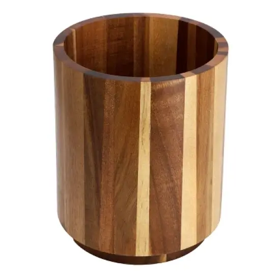 MegaChef 7 Piece Acacia Wood Kitchen Cooking Tool Utensil Set with Crock in Dark Brown image {2}