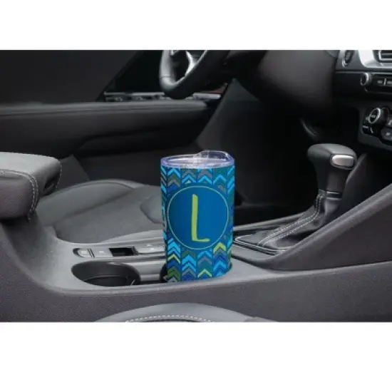 Elanze Designs L Monogram Herringbone Arrows Wrap-Around Design 20 Ounce Stainless Steel On-The-Go Coffee Mug, Thermal Travel Tumbler with Leak image {2}