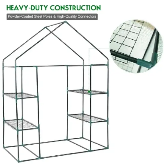 Costway Portable Mini Walk In Outdoor 4 Tier 8 Shelves Greenhouse image {7}