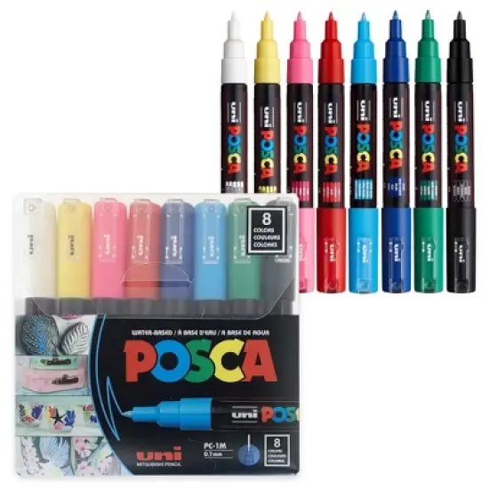 uniball POSCA 8pk PC-1M Water Based Paint Markers Extra Fine Tip 0.7mm image {7}