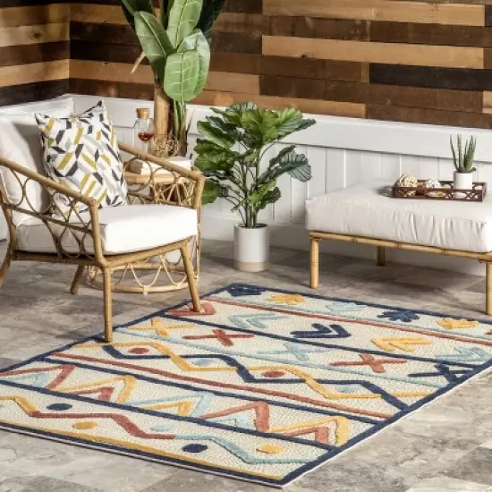 nuLOOM In&eacute;s Bohemian Lined Indoor/Outdoor Patio Area Rug image {1}