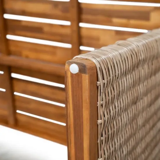 Christopher Knight Home Saltus Outdoor 2 Piece Acacia Wood Dining Set with Handwoven Rattan Legs image {8}