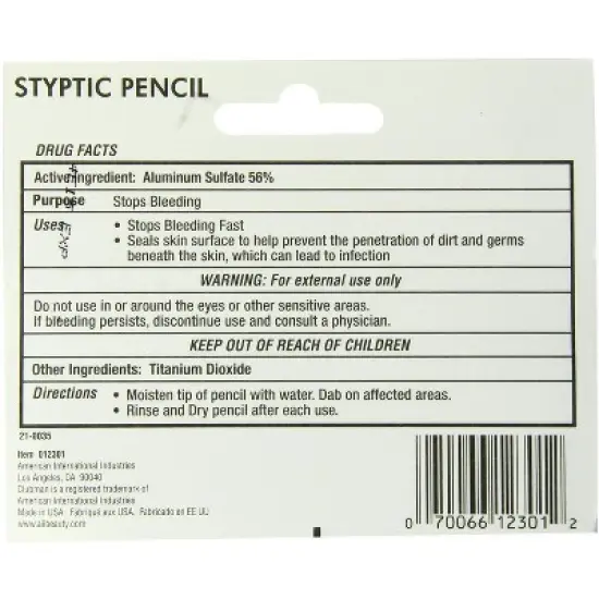 Woltra Nick Relief Styptic Pencil - 2 Pack (PACK OF 2) Hair Shaving (4 PENCILS TOTAL) image {1}