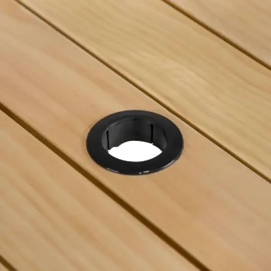 Greemotion 59" Mackay Teak Wood & Metal Rectangle Outdoor Dining Table with Umbrella Hole Natural: Scandinavian Style, Seats 6 image {4}