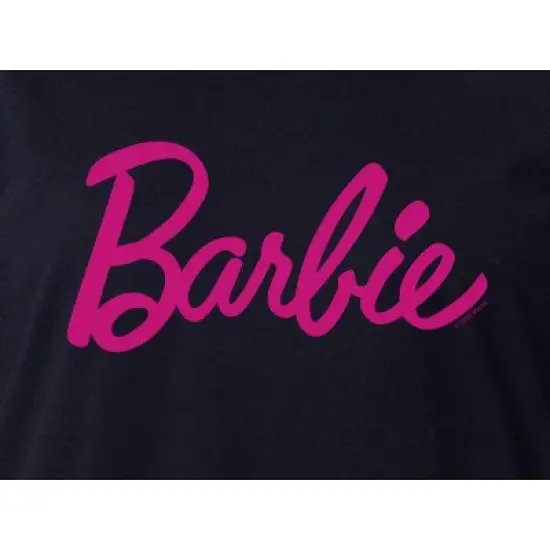 Barbie Womens' Classic Title Logo Icon Nightgown Sleep Pajama Shirt Black image {2}
