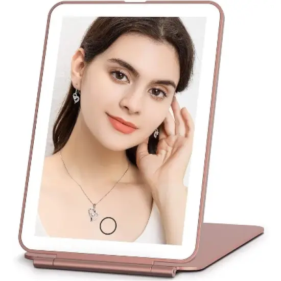 FUNTOUCH Rechargeable and Portable Travel Makeup Mirror with 3-Color 72 Led Lights Dimmable Touch Screen image {8}