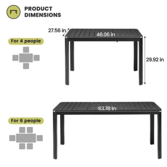 Crestlive Products 4-6 Person Aluminum Outdoor Dining Table - Rectangular Expandable Dining Table Waterproof Rust-Proof Adjustable Table All Weather image {2}