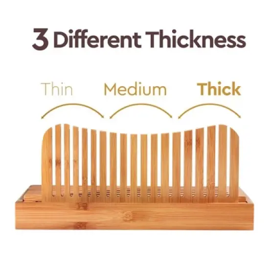 Bread Slicer for Homemade Bread - Bamboo Folding Bread Cutter with Knife, Crumb Tray & Adjustable Slicing Guide for Loaves, Bagels & Cakes image {4}