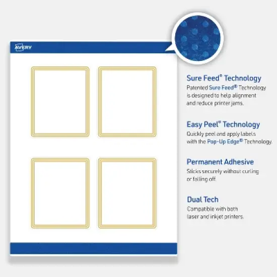 Avery 4" x 3-1/3" Labels, Gold Multi-Lined Border, 40 ct image {2}