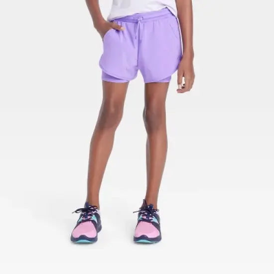 Girls' Double Layered Run Shorts - All in Motion&trade; image {9}