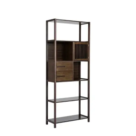 Selma Bamboo Bookcase Right Facing Spindle Cabinet - Boraam image {9}
