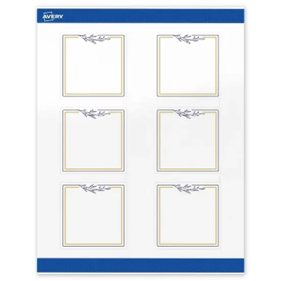 Avery 3" x 3" Labels, Gold & Navy Border with Florals, 60 ct image {8}