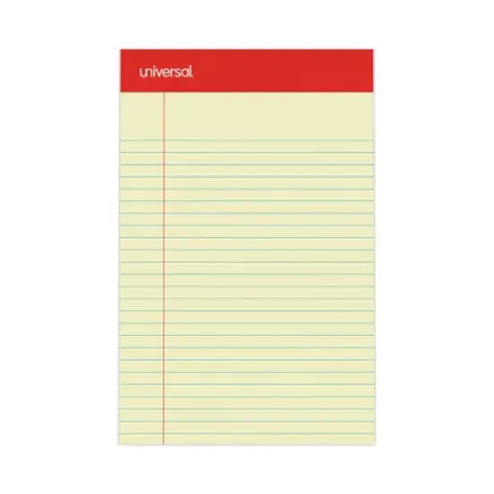 Universal Perforated Ruled Writing Pads, Narrow Rule, Red Headband, 50 Canary-Yellow 5 x 8 Sheets, Dozen image {3}