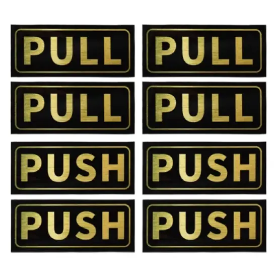 Unique Bargains PVC Self-Adhesive Waterproof Horizontal Push Pull Door Sign 4 Set image {5}