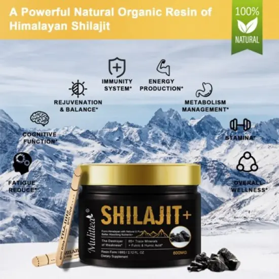Mulittea Himalayan Pure Shilajit Resin,Support Energy,Strength & Immunity for Men & Women,60g image {4}