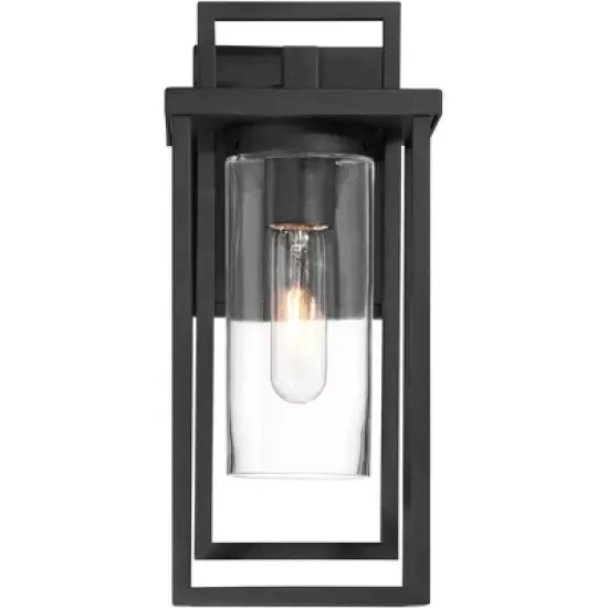 Possini Euro Design Raynor 13 1/2" High Modern Outdoor Wall Barn Light Fixture Mount Porch House Weatherproof Sand Black Aluminum Clear Glass Shade image {4}