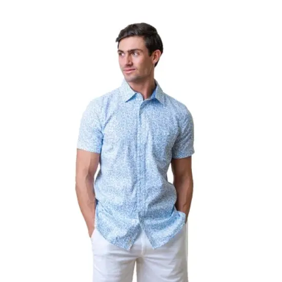Hope & Henry Mens' Linen Short Sleeve Button Down Shirt image {8}