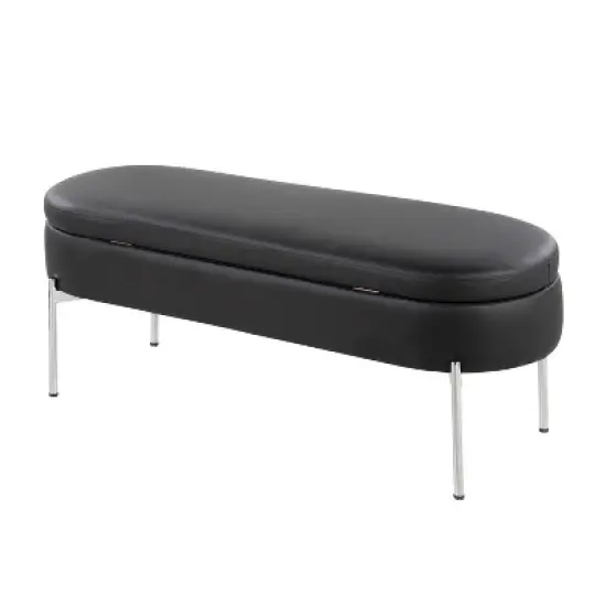 48" Chloe PU Leather/Metal Storage Bench Chrome/Black - LumiSource image {3}