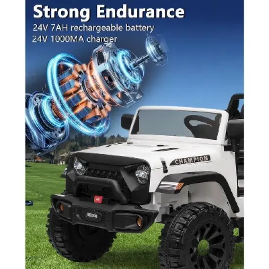 2 Seater Ride On Jeep Car, 24V/7AH Kids Battery Powered Vehicles w/Parent Remote Control, 2x200W Powerful Motor image {3}