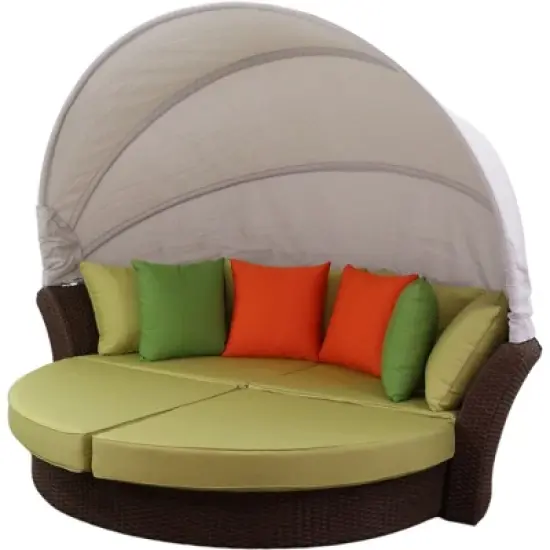 Courtyard Casual Green Eclipse Outdoor Expandable Oval Daybed with Canopy image {8}