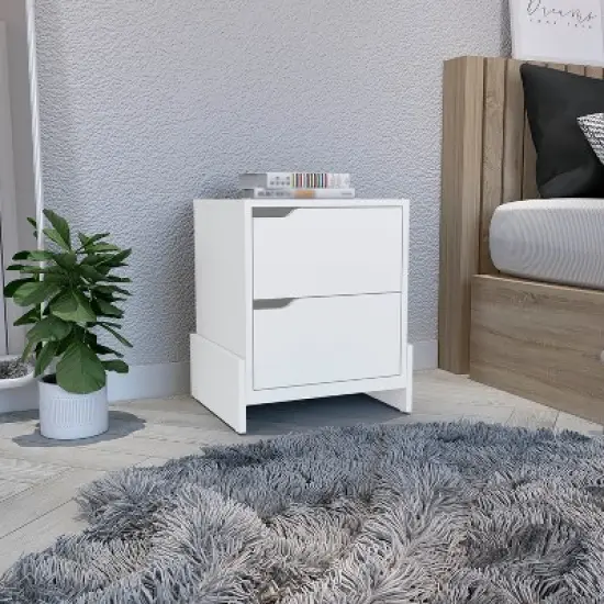 Grungis Modern Nightstands with Sturdy Base,Night Stand Bedside Table with 2 Drawers,Space-Saving Side Table for Bedroom,Living Room image {7}