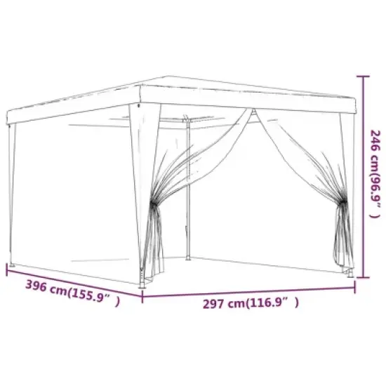 vidaXL Red Party Tent with 4 Mesh Sidewalls, Heavy-Duty Iron Frame, UV and Water-Resistant Roof, Ideal for Outdoor Gatherings and Events image {6}
