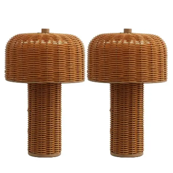 JONATHAN Y Mia 10" Modern Indoor/Outdoor Faux Wicker Rechargeable/Cordless Dimmable Integrated LED Table Lamp image {9}