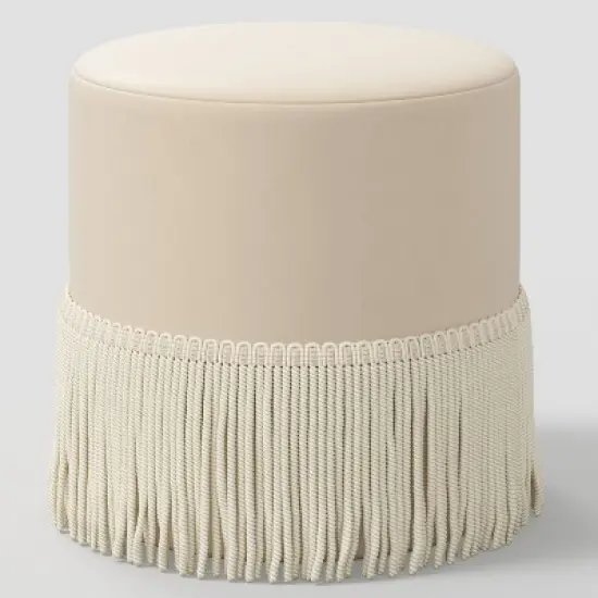 Fringe Drum Ottoman in Velvet - Threshold&trade; image {7}