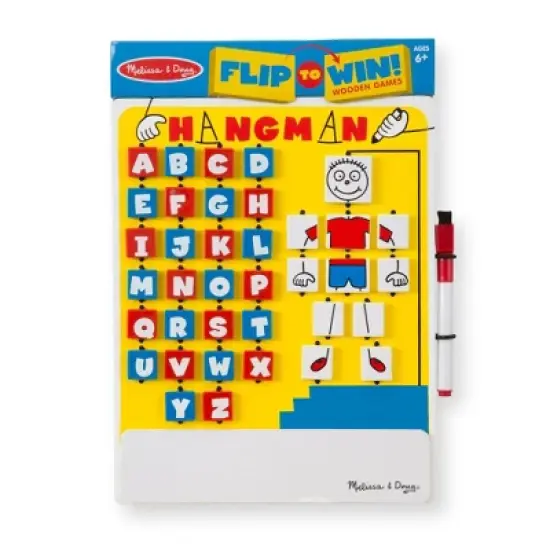 Melissa & Doug Flip to Win Travel Hangman Game - White Board, Dry-Erase Marker: Educational Problem Solving Board Game image {2}