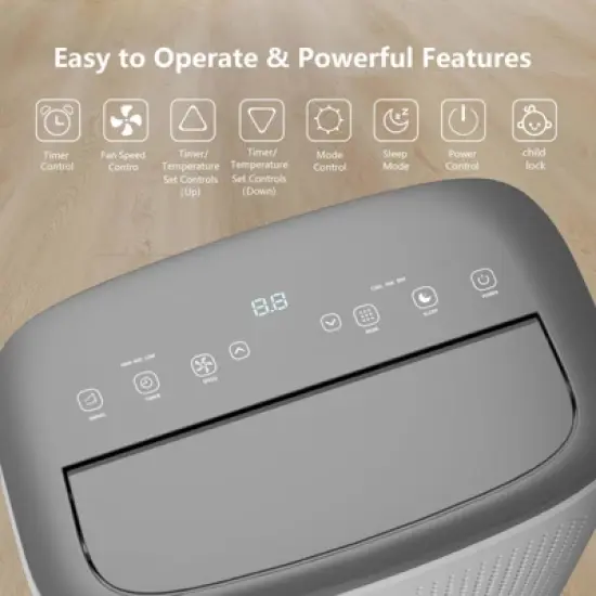 14,000 BTU Portable AC - 3-in-1 Fast Cooling for 700 Sq.Ft, Dual Motor with Dehumidifier & Remote, Ideal for Large Rooms & Campers, Dark Grey image {5}