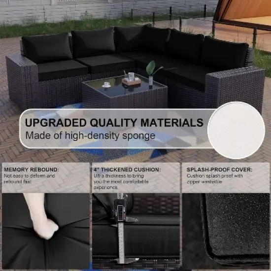 ALAULM 12PCS Outdoor Patio Furniture Set PE Wicker Rattan Sectional Sofa image {6}