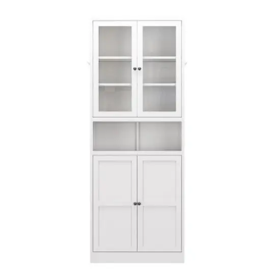 Gulches Freestanding Metal Kitchen Pantry Cabinet - 72" Tall with Adjustable Shelves, Heavy Duty Stainless Steel Frame, White 27.6"W image {2}