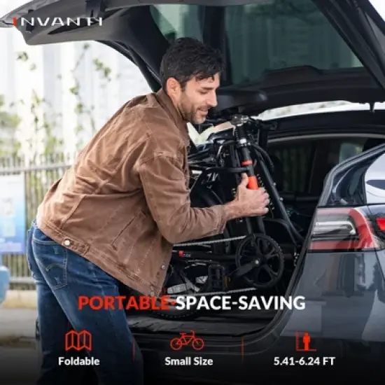 5TH WHEEL TIDE 2 Folding Utility Electric Bike - 1000W Peak, 20 mph, 45 Mile Range (PAS), 330 lbs Capacity, 20" Fat Tires, with Head + Tail Lights image {7}