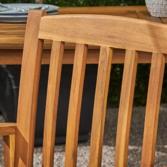 Christopher Knight Home Maura Outdoor Acacia Wood 5 Piece Dining Set with Water Resistant Cushion image {4}