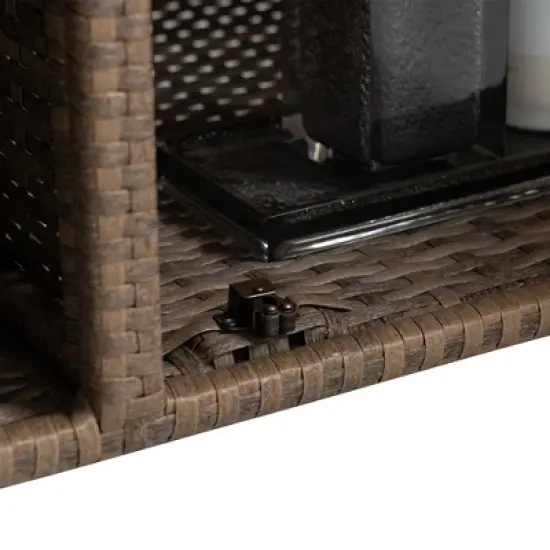 MOEPISY Outdoor Wicker Serving Carts, Patio Serving Cart with Wheels, Rolling Rattan Beverage Bar Counter Table image {10}