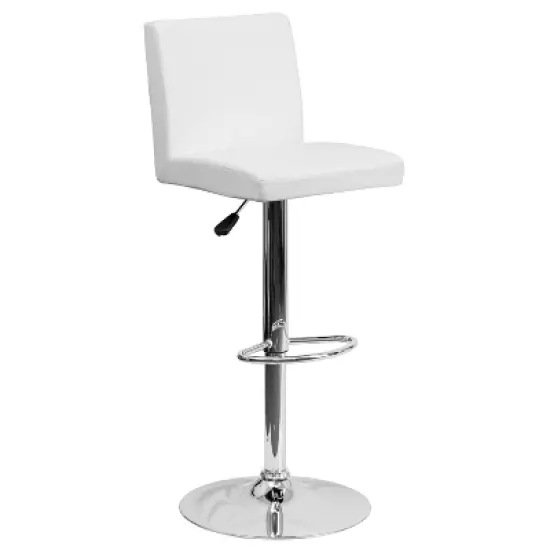 Flash Furniture Contemporary Vinyl Adjustable Height Barstool with Panel Back and Chrome Base image {13}