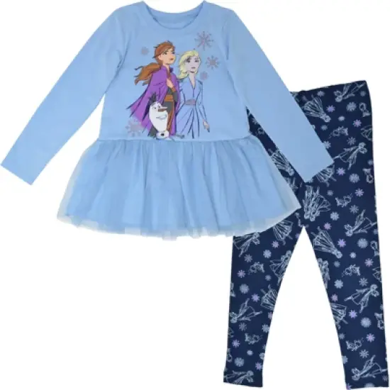 Disney Frozen Elsa Anna Frozen Girls T-Shirt and Leggings Outfit Set Infant to Little Kid image {10}
