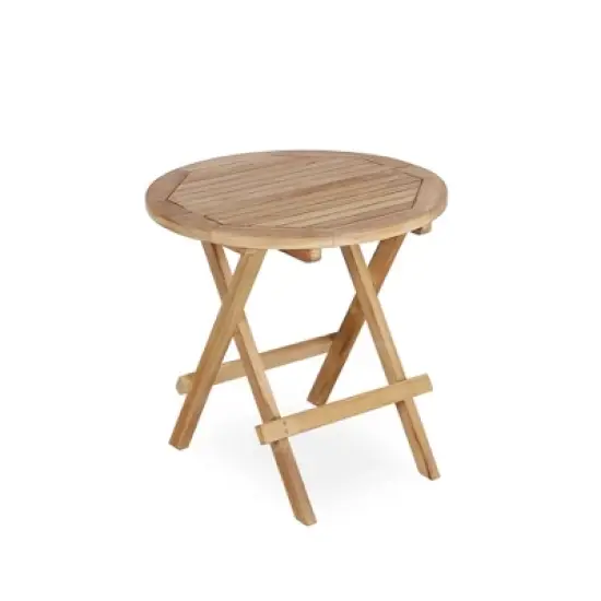 Syemin Patio Side Table, Small Folding Patio Side Table for Garden, Patio Porch, Living Room, Space Pool, Brown, 19.68"*19.68"*19.69 image {5}