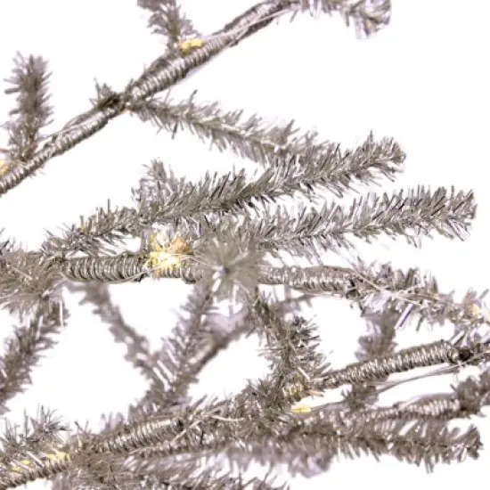 Northlight 3' Pre-Lit LED Silver Tinsel Twig Artificial Christmas Tree - Clear Lights image {1}