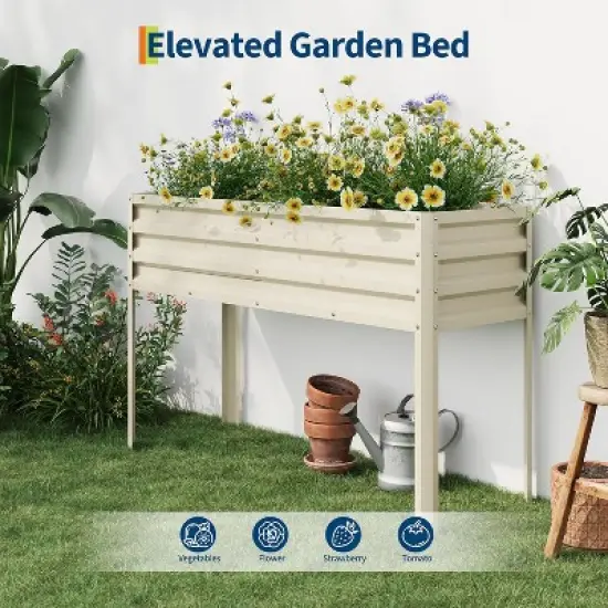 Galvanized Raised Garden Bed with Legs, 50&times;17&times;32In Large Elevated Planter Box for Outdoor Plants, Vegetables, Flowers & Herbs, Backyard, Patio image {6}