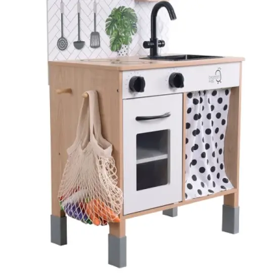 Teamson Kids Little Chef Philly Modern Wooden Kitchen Playset, White/Natural image {9}