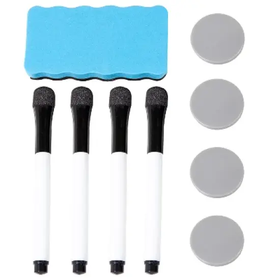 Sunnydaze Double-Sided Magnetic Mobile Whiteboard with Markers - 73.75" W x 21" D x 77" H image {1}