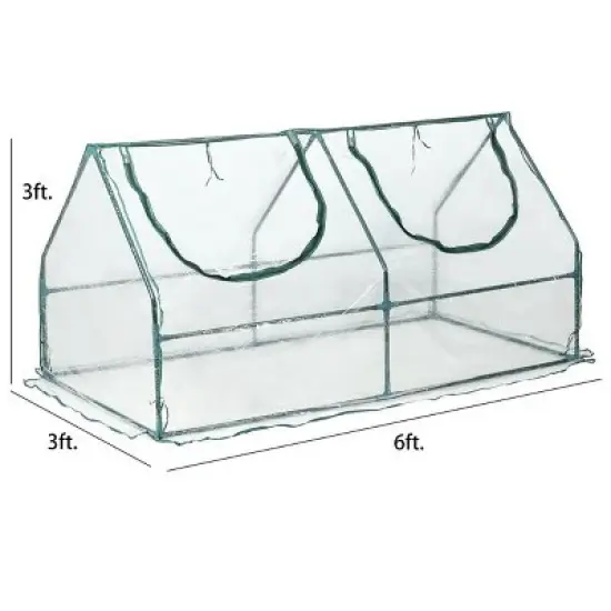 Aoodor 6' x 3 ' x 3' Portable Mini Greenhouse PE Cover 2 Zipper Door image {1}
