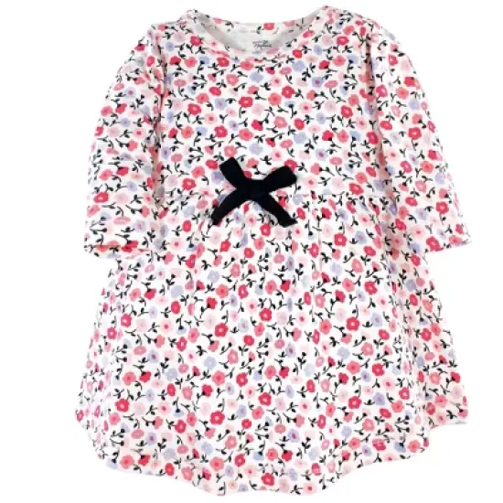Touched by Nature Baby and Toddler Girl Organic Cotton Long-Sleeve Dresses 2pk, Ditsy Floral image {2}