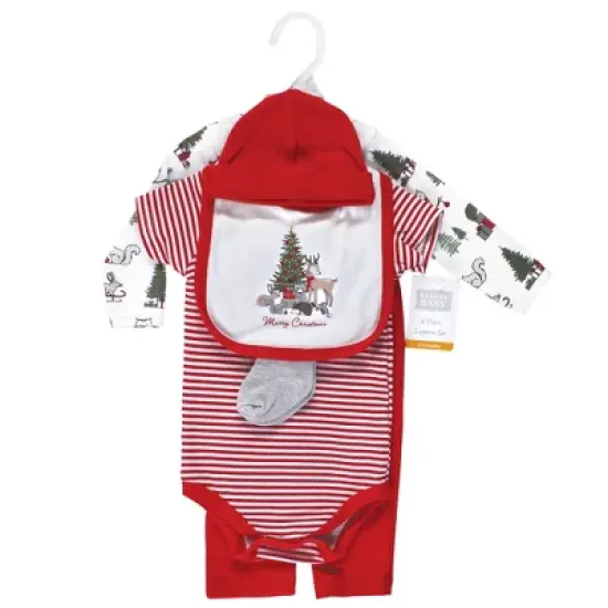 Hudson Baby Unisex Baby Cotton Layette Set, Christmas Forest image {1}