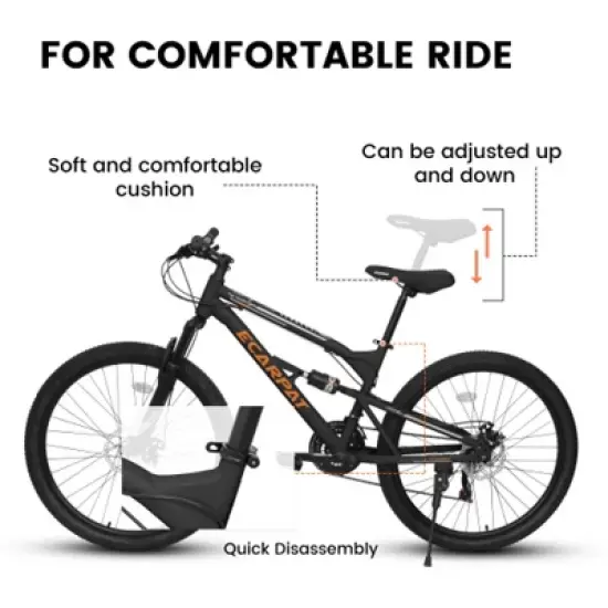 VASIP 26" Mountain Bike, 21 Speeds Steel Mountain Bike, Disc Brakes and Dual/Full Suspension MTB, Adult Sport Bicycle for Trail, Snow, Commuter image {8}