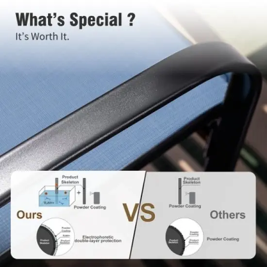 Captiva Designs 9pc Outdoor Patio Slat-top Rectangle Metal Dining Table & Breathable Textilene Chairs image {8}