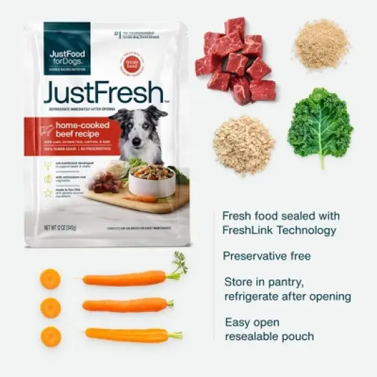 JustFoodForDogs Home Cooked Beef Flavor Wet Dog Food - 12oz image {3}